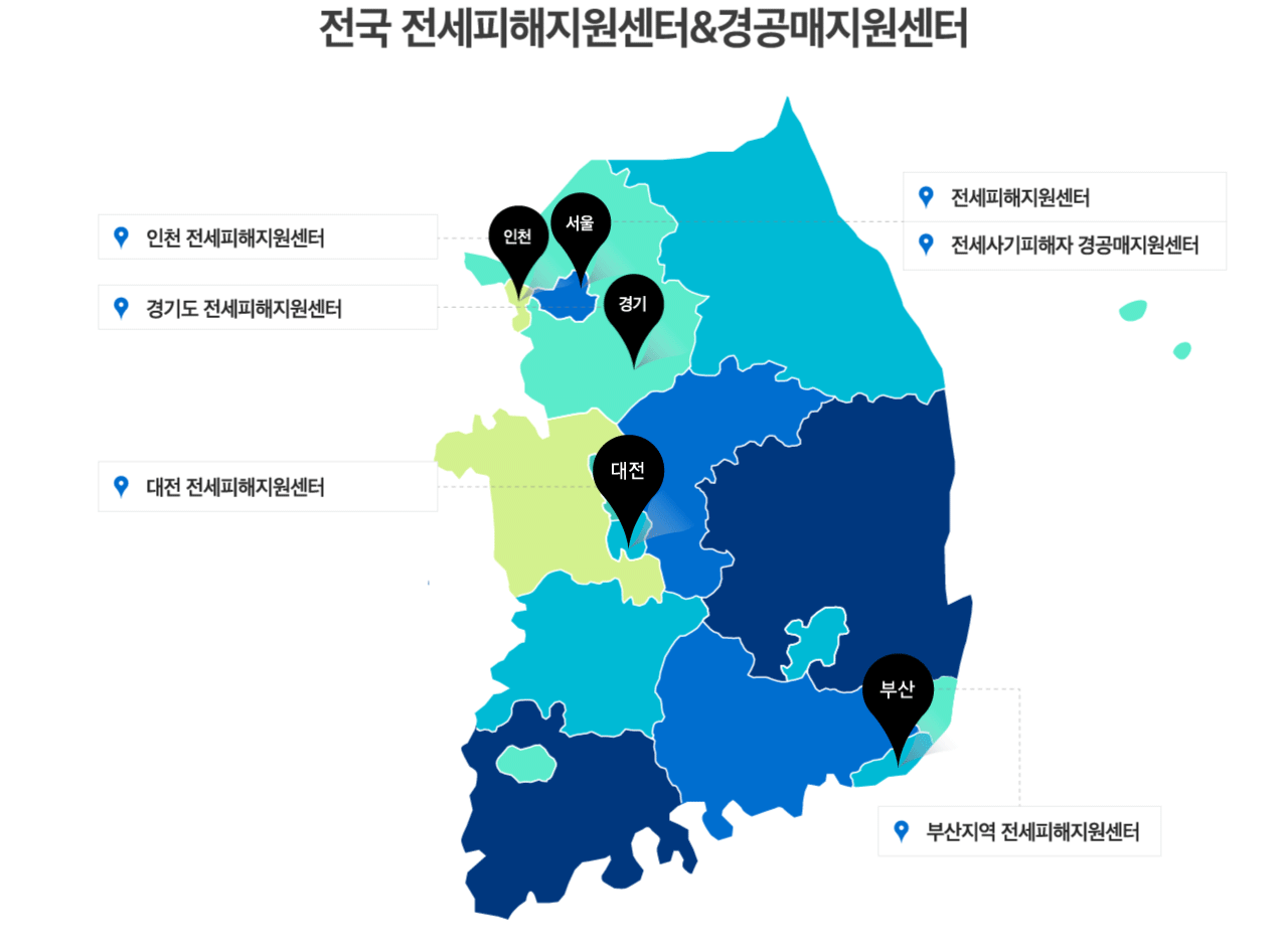 전국 전세피해지원센터&경공매지원센터 서울 강서, 종로, 인천, 수원, 대전, 부산 지역